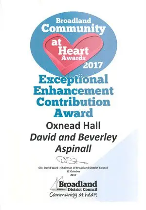 Broadland Community Heart Award Logo | Oxnead Hall